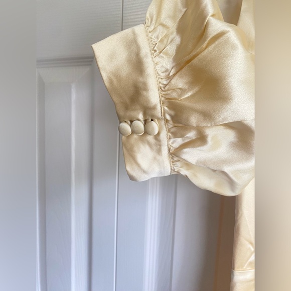 New Reformation Avin Silk Mini Dress Blonde - Picture 12 of 16